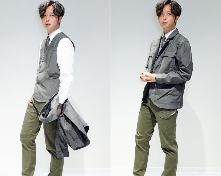 TS DESIGNのジャケット・ベストを使ったおしゃれなコーディネート