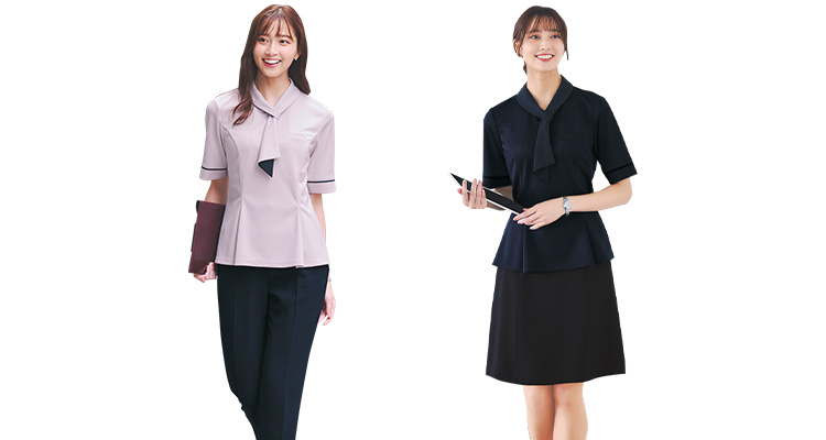 スカートやパンツに合わせられるオフィスポロシャツ（AD8809）