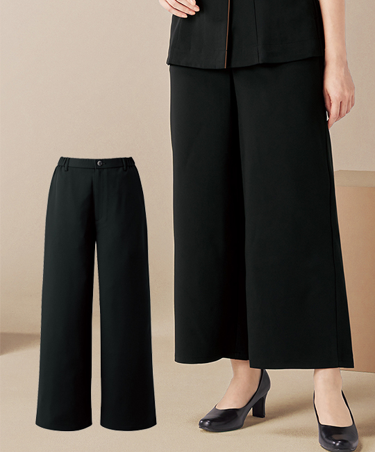 激安人気新品 通年]ワイドパンツ(脇後ゴム)[女性用](76-6020SC) フォーク | パンツ