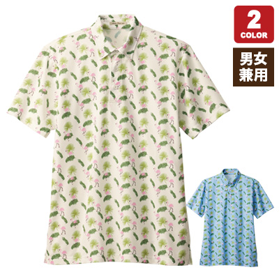 【半額以下】未使用品☆AMBAGE フラミンゴ柄 ポロシャツ Mサイズ 全品送料無料＆非売品ステッカー付】【メンズ ポリエステル混 総