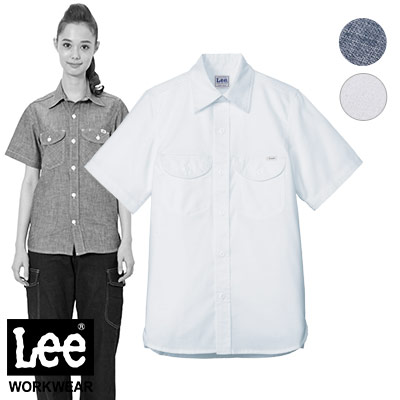 Lee　レディス　シャンブレー半袖シャツ　　BMLCS43005 レディースシャンブレー半袖シャツ Lee LCS43005 カフェ