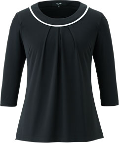 七分袖カットソー ホワイト ブラック アンジョア 01150 事務服 制服 オフィス enjoie S〜3L アンジョア カットソー 七分袖 01150 事務服 エステ クリニック
