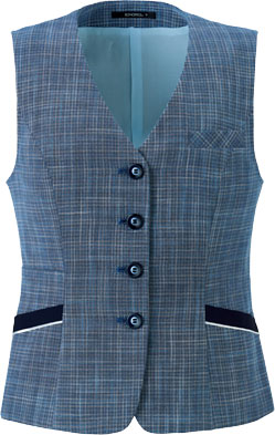 レディース ベスト 春夏 定番  ポリジン ネイビー ブルー チェック オフィス 事務服 制服 通勤 ボンオフィス BCV1704 夏服 接客 抗菌 ボンマックス（ユニフォーム） レディース ベスト 春夏 定番