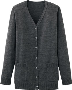 通年]【厚さ:中】ポケット付きロングカーディガン(21-3200