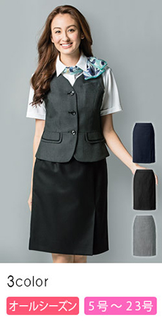 無料配達 秋冬用]4つボタンベスト(22-AR2832) 事務服 | 株式会社チクマ | Mサイズ