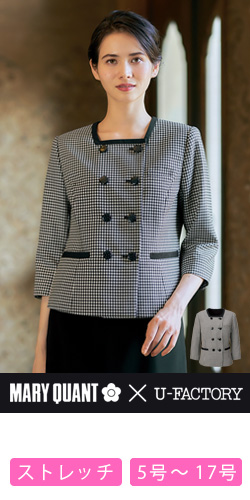 MARY QUANT LONDON ダブルジャケット ストレッチ 黒 M MARY QUANT】ライトジャケット（一重仕立て・ストレッチ
