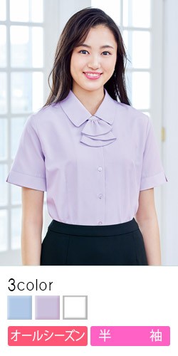 通年]リーズナブルで多機能!可憐なリボン付きブラウス[半袖](34-RB4549