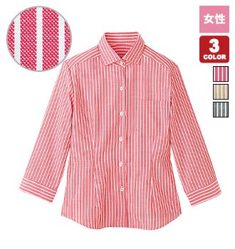 ホリゾンタルカラー七分袖シャツ(32-24211)
