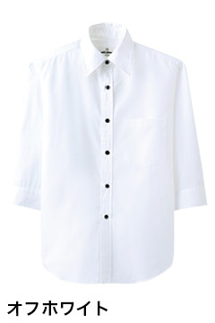 人気の七分袖カジュアルシャツ（オフホワイト）