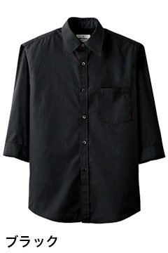 人気の七分袖カジュアルシャツ（ブラック）