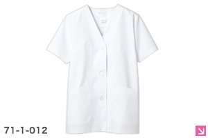襟なし半袖白衣(71-1-012)