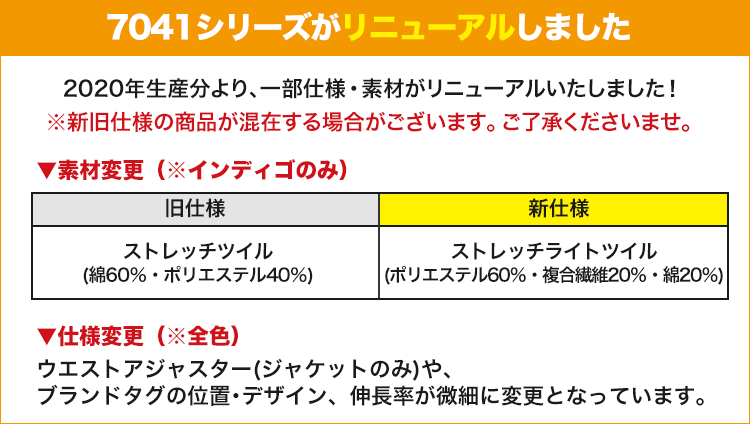 バートル7041シリーズリニューアルのお知らせ