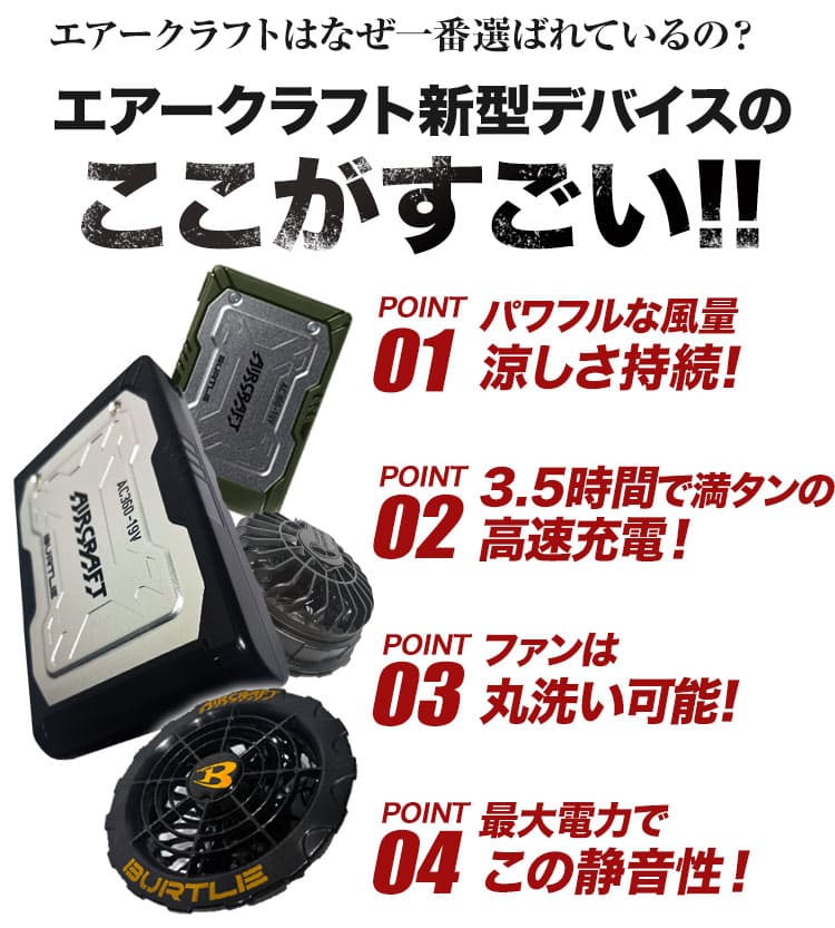 春夏用]バートル AC371 エアークラフト専用ファンユニット限定カラー(03-AC371) 株式会社バートル ワークユニフォーム