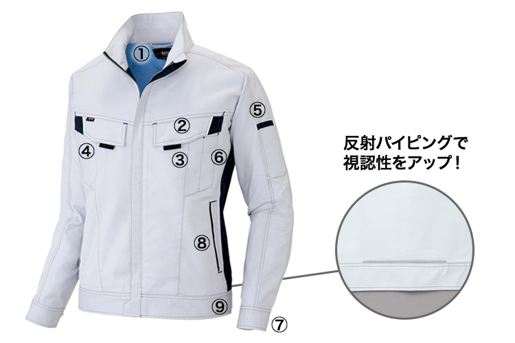 アイトス NEWムービンカット 長袖ブルゾン 6801 商品詳細