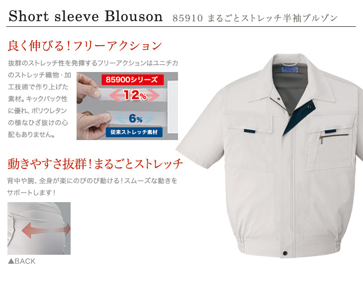 春夏用]まるごとストレッチ半袖ブルゾン(01-85910) | 株式会社