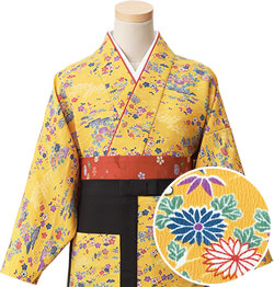 麻　着物　２枚セット＋１枚 二部式きもの（友禅梅香京小紋） セパレサーヴォSODL-1766-K1の