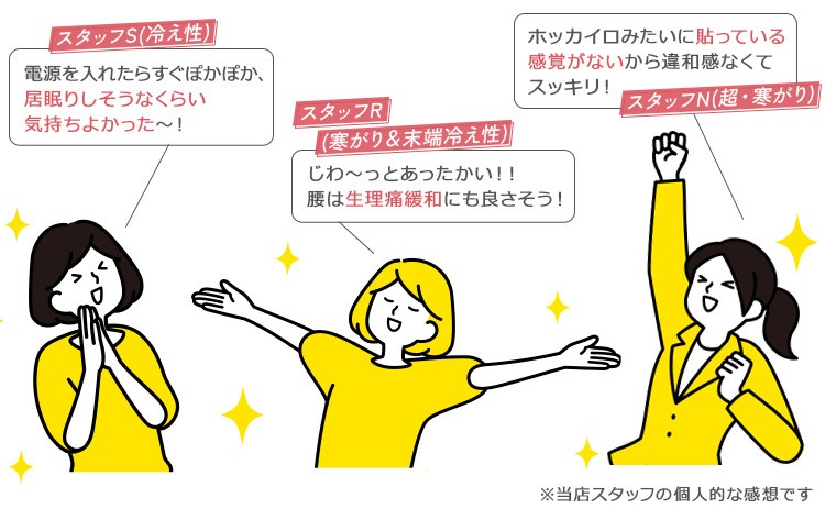弊社スタッフも、実際に着てみて暖かさを体感しました!